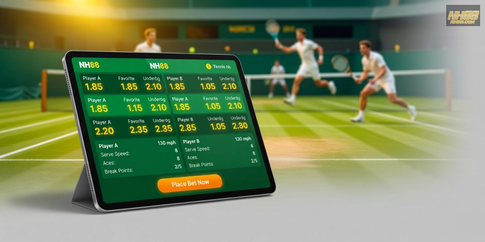 Ví dụ về cược trực tiếp tennis trên nền tảng nh88 uy tín
