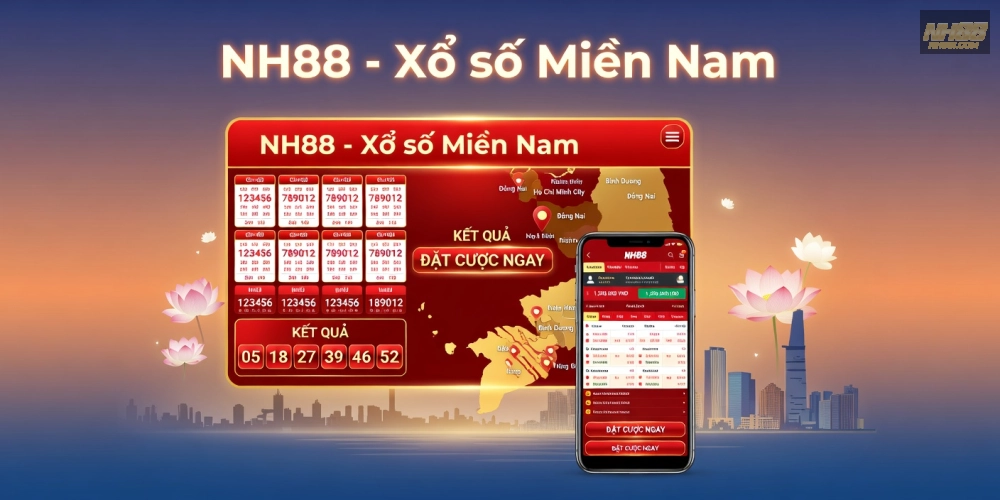 Minh họa tổng quan về xổ số miền nam nh88 với giao diện nền tảng trực tuyến
