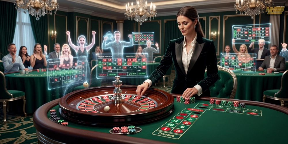 Hình ảnh bàn roulette live free nh88 quay số hấp dẫn với dealer chuyên nghiệp