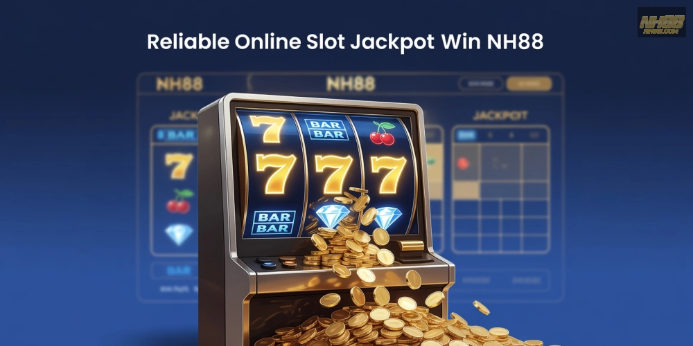 Khái niệm nổ hũ uy tín nh88 được minh họa qua biểu tượng jackpot sáng lấp lánh