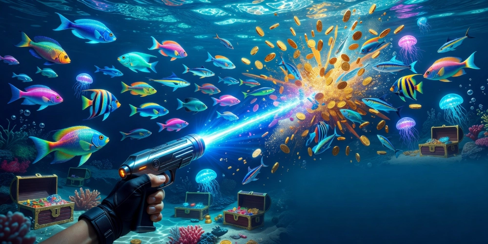 Hình ảnh gameplay bắn cá vui nh88 trên W88 với hiệu ứng nổ tung và cá boss khổng lồ